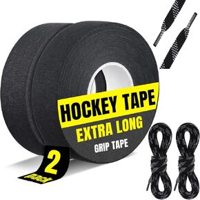 2 Roll Hockey Tape 1 Pair Hockey Skate Laces 1 Inch 21 Yards Bat Grip Tape Athletic Tape Blade and Handle Hockey Stick Tape for Lacrosse Baseball Bat Sports Gifts