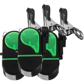Lioobo 4pcs أسماك إنذار مؤشر لدغة الصوت الصيد الصيد إنذار مقاوم للماء بطارية مدعومة على مستلزمات الصيد قضيب الصيد ليلا