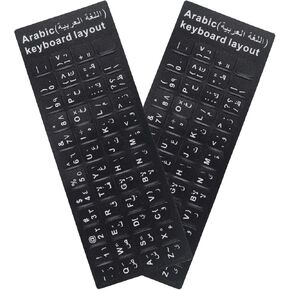 2 Pack Universal Russian Keyboard Stickers Transparent Background, Transparent Background with White Lettering for Computer Laptop Notebook Desktop, Replacement Computer Keyboard Stickers (Russian)