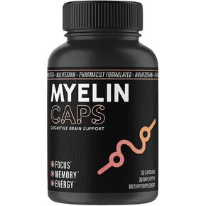 Myelin Caps, Brain Health Supplement, Focus Supplement & Brain Health with AlphaSize, Memory and Cognitive Function Support, Gluten-Free, Non-GMO, 90 Capsules