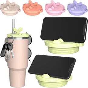 1PC for Stanley Cup Phone Holder for Quencher H2.0 FlowState Tumbler Phone Stand Silicone Cup Lid Water Bottle for Stanley Cup Accessories Hands Free for All Phones Cases Valentines Day Gifts(PINK)
