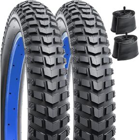 YUNSCM 2-PCS 24" Fat E-Bike Tires 24 x 3.0/76-507 and 24" Heavy Duty Fat Bike Tubes Schrader Valve Compatible with 24x3.0 24X3 Fat E-Bike All-Terrain Directional Tread Bicycle Tires and Tubes (Y-1137)
