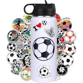 Soccer Gifts for Boys Girls 8-12,Soccer Water Bottles and 50PCS Stickers Dirp Stuff for Kid Player Lovers(18OZ)