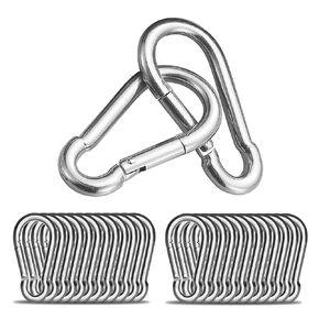 4Inch Safety Spring Snap Hook, Ailengy 30Pcs Galvanized Steel Quick Link Carabiner Clip Hooks 3/8Inch, Heavy Duty Steel Clip Buckle for Camping Hiking, Hiking Boating, Fishing, Hammock, and Gym