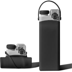 Portable Collapsible Water Bottle - 20oz BPA-Free Silicone, Leak-Proof with Straw & Handle - Ideal for Travel, Hiking, Gym, Yoga & Everyday Use - Durable, Eco-Friendly & Kid-Friendly - Light Pink