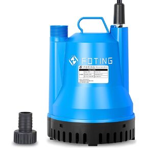FOTING Automatic Sump Pump, 1.5HP 6300GPH Sweage Pump for Basement & Pool Draining, Submersible Water Pump with Float Switch, Sealed Thermoplastic for Puddle Pool Tub Pond