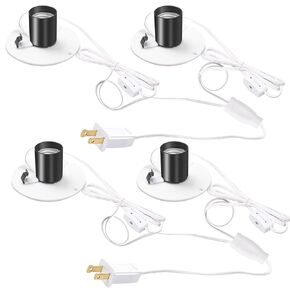 Blow Mold Light Kit Replacement,with Switch Fuse Plug E26 E27 Single Light Cord Kit for Indoor Outdoor Halloween Christmas Village Lamp,House Craft Decorations and Salt Lamp(4sets)