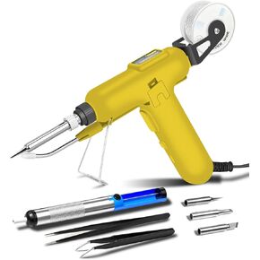 Soldering Iron Kit, 80W 110V Automatic Soldering Gun with Ceramic Heater, 8-in-1 Fast Heating Soldering Kit Includes Iron Tips, Solder Wire, Desoldering Pump, Tweezers for Repairs and DIY