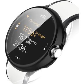 CASE CASE الكامل متوافق مع Google Pixel Watch 3/2/1 41 مم حامي الشاشة ، غلاف الوجه الحساس HD + مصد DAIMERS BIG لامع لـ Google Watch Bands Accessories Fashion Girls ، Silver
