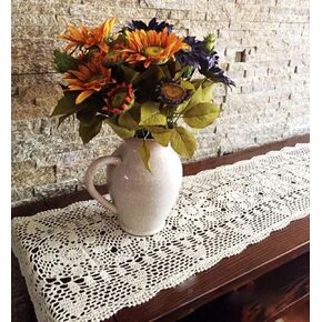 Damanni Rectangular Cotton Handmade Crochet Lace Table Runner Doilies Table Dresser Scarf Décor,16 Inch by 47 Inch，White