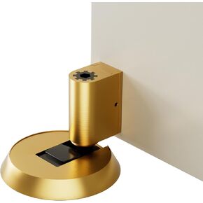 Brass Windproof Door Stoppers Heavy Duty Mechanical Floor Door Stop Height Adjustable Keep Door Open Door Catch Holder Wall Protect with Screws, Matte Black, 1 Pack in Kuwait