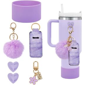 Linxi 6pcs Accessories for Stanley Cups ، تغطي أحذية زجاجة ماء السنانير المصغرة خطوط أحمر الشفاه حقيبة سحر مفتاح متوافق مع Cup Cup Tumbler 40oz in Kuwait