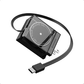 SHARGE Retractable 65W USB C Charger, GaN Power Wall Charger with Retractable Cable, 2 Devices PD Fast Charging for MacBook Pro/Air, iPhone 16,Pixel Book, iPad Pro Black