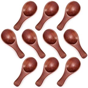 HANSGO Small Wooden Spoons, 10PCS 3.25 inches Ice Cream Salt Spoon Honey Coffee Tea Sugar Salt Jam Mustard Spoons