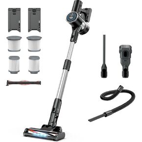 Cordless Vacuum Cleaner with 2 Batteries, 450W 35Kpa Lightweight Stick Vacuum, Vacuum Cleaner with LED Display Brushless Motor, Anti-Tangle Vacuum Cleaner for Home, for Carpet & Hard Floor Pet Hair