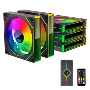 Prism 4 MAX 5IN1120mm ARGB case Fan,Infinity Mirror RGB Light Effect 5V 3PIN Motherboard Light Sync with 1 to 9 ARGB and PWM Controller Suitable for Computer Case and CPU Cooler（White