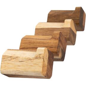 Acacia Wood Hooks, Natural Rectangular Hangers for Keys, Towels, Accessories – Functional Entryway, Bathroom Organizer – Sleek Wall Decor, Space-Saving Design – Perfect for Small Spaces, Modern Homes