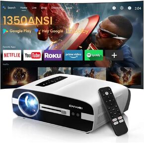 【1350 ANSI/Google Play】4K Daytime Home Projector，6-LED Bright Outdoor Movie Projectors Auto Focus/Keystone with Bluetooth Netflix, HDMI, Speakers for Gaming, Presentations, Golf, iPhone, PC, TV