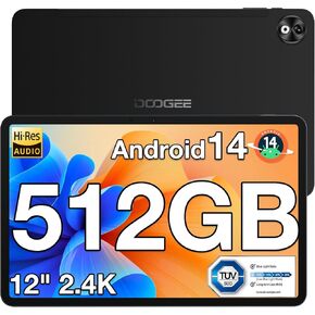 Newest 2025 Tablet 12 inch, 512GB ROM+20GB RAM, Android 14 Tablets with 2.4K Display, 18W Fast Charging,10800mAh Large Battery,T40PRO Gaming Tablet PC with 2.4G&5G WiFi/ BT5.0/4G Dual SIM/FM/GPS