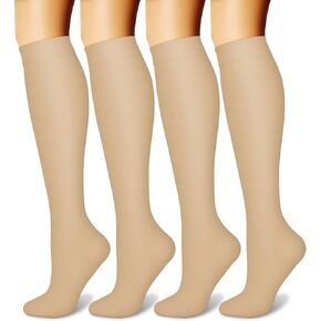 CHARMKING Compression Socks for Women and Men Circulation (4 Pairs) 15-20 mmHg is Best Support for Athletic Running Cycling (S/M, Multi 09)