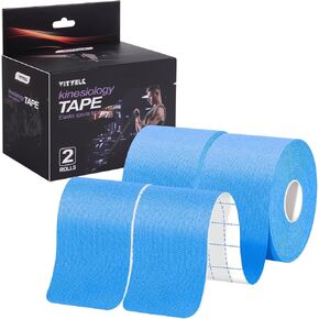 Kinesiology Tape (2 Rolls)，Elastic Premium Uncut Athletic Tape， Hypoallergenic Cotton Waterproof K Tape for Muscle Pain Relief and Joint Support 2inch x 16ft /Roll(Black)