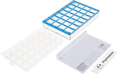 EZY DOSE Weekly AM/PM (7-Day) Pill Case, Medicine Planner, Vitamin Organizer, Large Easy Fill Compartments, 4 Times a Day, Clear Lids, Blue, BPA Free in Kuwait