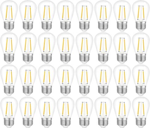 Jslinter 25Pack 2W S14 LED String Light Bulbs Replacement, 120LM, 2700K Warm White, Shatterproof, E26 Screw Base, Vintage Edison Bulbs for Patio Garden in Saudi Arabia