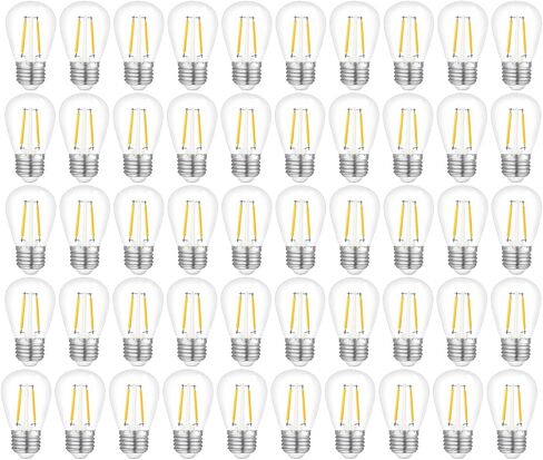 Jslinter 25Pack 2W S14 LED String Light Bulbs Replacement, 120LM, 2700K Warm White, Shatterproof, E26 Screw Base, Vintage Edison Bulbs for Patio Garden in Saudi Arabia
