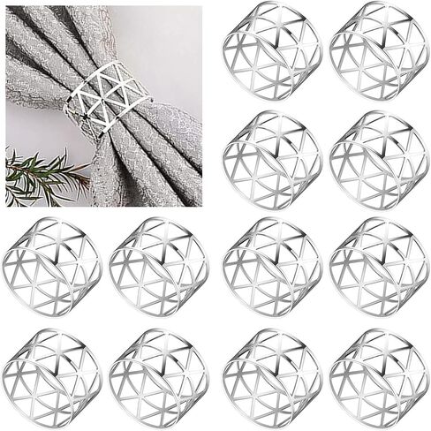 12 Pcs Napkin Rings, Metal Napkin Ring Holders Gold Silver Hollow Triangle Table Napkin Rings Napkin Holder Buckles for Wedding Xmas Party Dinning Table Decoration (Gold, 12 Piece) in Saudi Arabia
