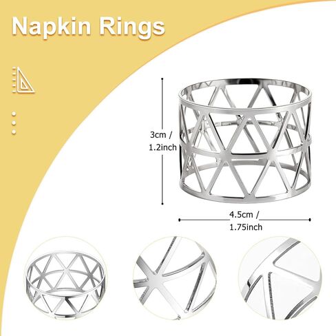 12 Pcs Napkin Rings, Metal Napkin Ring Holders Gold Silver Hollow Triangle Table Napkin Rings Napkin Holder Buckles for Wedding Xmas Party Dinning Table Decoration (Gold, 12 Piece) in Saudi Arabia