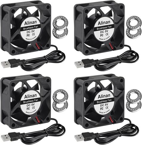 Alinan 4pcs 6025 60mm x 25mm 12V Dual Ball Bearings Brushless Fan 2Pin DC Cooling Exhaust Fan for Radiator DIY Air Exhaust Vent Cooling in Saudi Arabia
