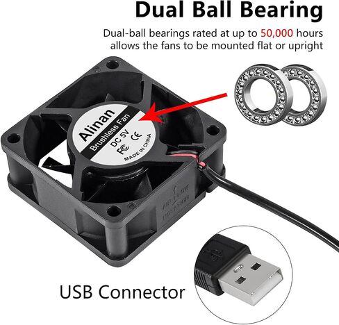 Alinan 4pcs 6025 60mm x 25mm 12V Dual Ball Bearings Brushless Fan 2Pin DC Cooling Exhaust Fan for Radiator DIY Air Exhaust Vent Cooling in Saudi Arabia