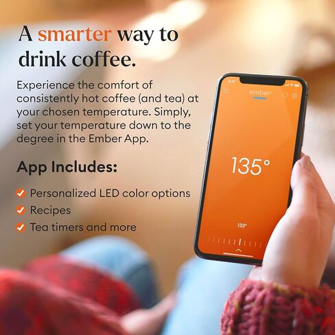 Ember Temperature Control 14oz Smart Mug 2, App-Controlled and Rechargeable Heated Coffee Cup Warmer with Intelligent LED Display, Powder Blue in Saudi Arabia