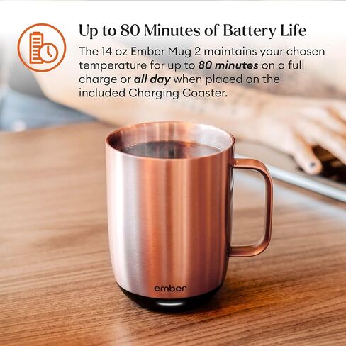 Ember Temperature Control 14oz Smart Mug 2, App-Controlled and Rechargeable Heated Coffee Cup Warmer with Intelligent LED Display, Powder Blue in Saudi Arabia
