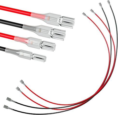 QTEATAK 2 Pcs Double Head Female Spade Crimp Terminal, 500 mm Long 4.8 mm and 4.8 Each, with Insulating Sleeve, Red & Black Female Spade Quick Splice Assortment Kit, UL Listed in Saudi Arabia