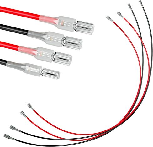 QTEATAK 2 Pcs Double Head Female Spade Crimp Terminal, 500 mm Long 4.8 mm and 4.8 Each, with Insulating Sleeve, Red & Black Female Spade Quick Splice Assortment Kit, UL Listed in Saudi Arabia