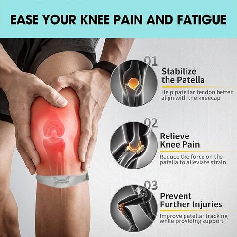 2 PCS Knee Strap Patella Support: Knee Band for Patellar Tendon Pain Relief - Knee Brace for Tendonitis Jumpers Running Sports Basketball Men & Women (BLACK+) in Saudi Arabia