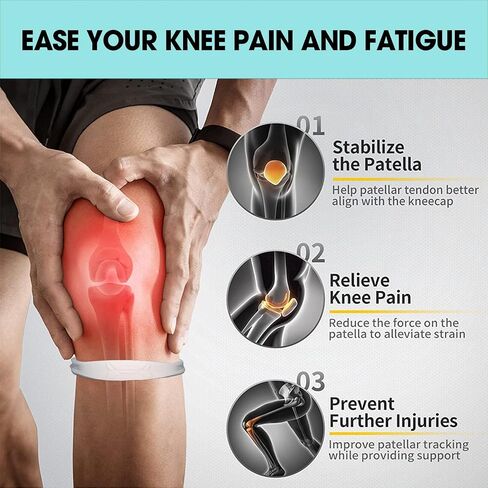2 PCS Knee Strap Patella Support: Knee Band for Patellar Tendon Pain Relief - Knee Brace for Tendonitis Jumpers Running Sports Basketball Men & Women (BLACK+) in Saudi Arabia