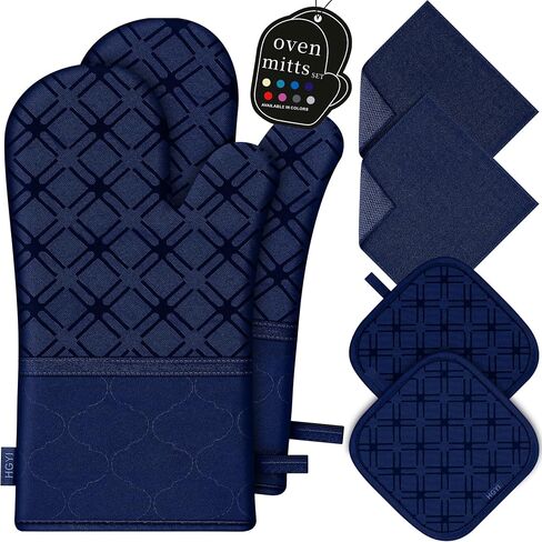 Oven Mitts and Pot Holders Set with Dishcloths, 500 Degree Heat Resistant Oven Gloves and Hot Pads, Premium Soft Cotton Kitchen Mittens and Dish Cloth Sets-Grey in Saudi Arabia