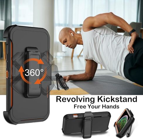 for iPhone Xs MAX Case with Belt Clip Holster,2X Screen Protector,Heavy Duty Shockproof Drop Protection Military Grade Full Body Rugged Phone Cover with Kickstand Black in Saudi Arabia