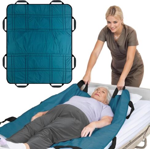 Upgrade 3-Layer Comfort Positioning Bed Pad with Handles, 48" x 40" – Washable Waterproof Transfer Board for Turning, Inconvenience Care Transfer Sheet (Lake Blue) in Saudi Arabia