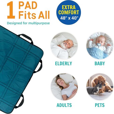 Upgrade 3-Layer Comfort Positioning Bed Pad with Handles, 48" x 40" – Washable Waterproof Transfer Board for Turning, Inconvenience Care Transfer Sheet (Lake Blue) in Saudi Arabia
