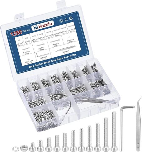 490pcs M3 Socket Head Cap Screws Bolts Nuts Assortment Kit - [M3x4/6/8/10/12/14/16/18/20/25/30mm] 304 Stainless Steel Allen Socket Drive for 3D Printer, with Wrench in Saudi Arabia