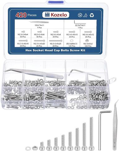 490pcs M3 Socket Head Cap Screws Bolts Nuts Assortment Kit - [M3x4/6/8/10/12/14/16/18/20/25/30mm] 304 Stainless Steel Allen Socket Drive for 3D Printer, with Wrench in Saudi Arabia