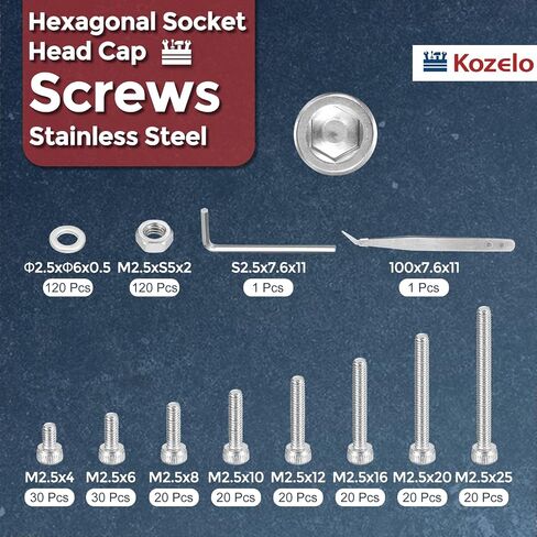 490pcs M3 Socket Head Cap Screws Bolts Nuts Assortment Kit - [M3x4/6/8/10/12/14/16/18/20/25/30mm] 304 Stainless Steel Allen Socket Drive for 3D Printer, with Wrench in Saudi Arabia