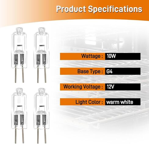 لمبة ضوء الفرن 10W 12V لـ DACOR 86364 مصابيح ضوء الهالوجين مع قاعدة G4 ثنائية البوين للفرن الكهربائي ، المدى ، فرن الجدار 2 PCS-لـ 86573 ، 8-6573 ، DE81-05142A in Kuwait