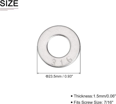 30mmx1.9mm (ODXT) 316 غسالات مسطحة من الفولاذ المقاوم للصدأ - 15pack - جيد لـ 9/16 " in Kuwait