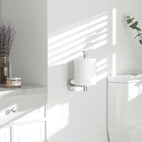 Toilet Paper Holder Wall Mount Bathroom Paper Roll Holder Tissue Handle Stainless Steel for Farmhouse Kitchen Silver Chrome in Saudi Arabia