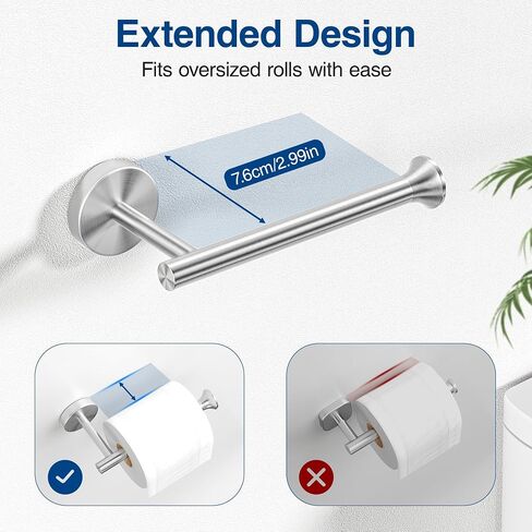 Toilet Paper Holder Wall Mount Bathroom Paper Roll Holder Tissue Handle Stainless Steel for Farmhouse Kitchen Silver Chrome in Saudi Arabia