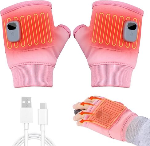 Heated Gloves for Women Rechargeable, Fingerless Rechargeable Heated Gloves, Hand Warmer Gloves, 3-Speed Adjustable Heated Fingerless Gloves, Winter Hand Warmer for Work Cycling Skiing Outdoor Snow in Saudi Arabia